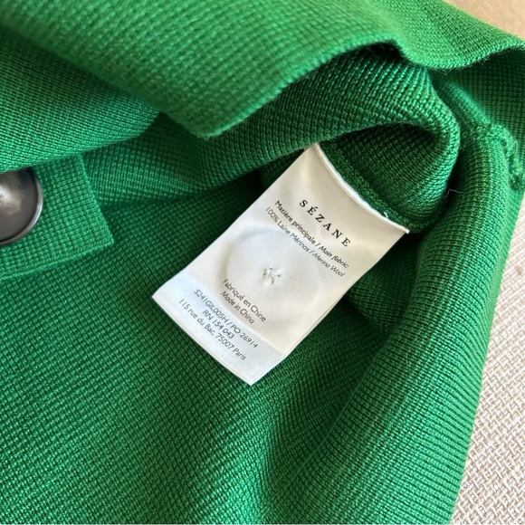 NEW Sezane Betty Cardigan - Green Knit Wool French Causal Soft - Picture 7 of 9